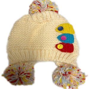 Toddlers Double Layerd Crochet Beanie with Buttons